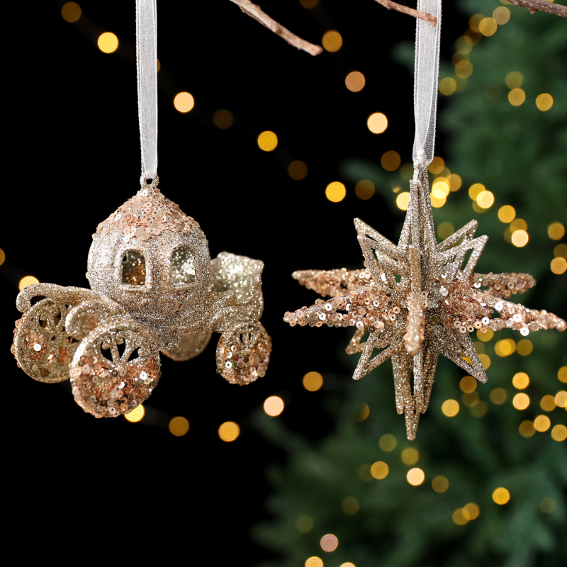 Ακρυλικά διακοσμητικά για χριστουγεννιάτικο δέντρο με μενταγιόν-χιονονιφάδα – κορεατικό στυλ, εκλεπτυσμένο, ελαφρύ πολυτελές