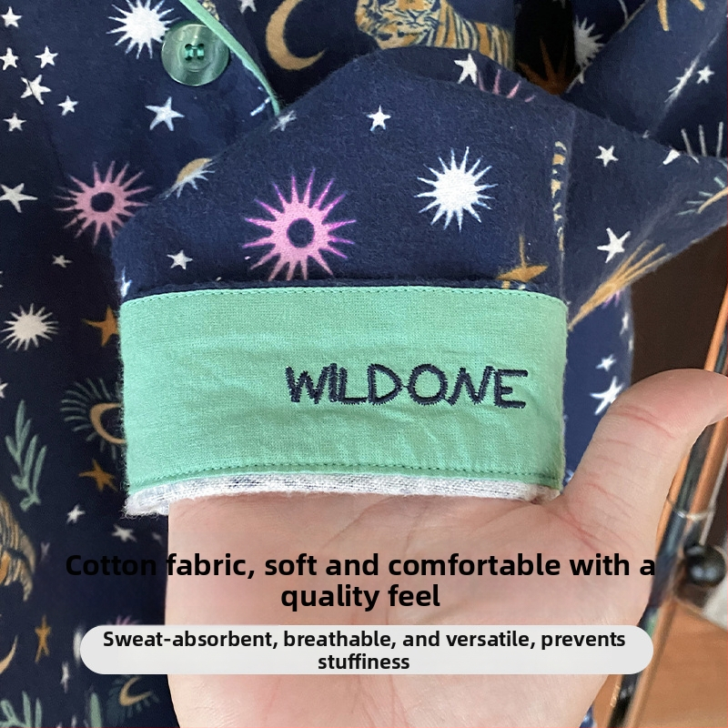 Pyžamový set z bavlny s jemným povrchom, golier s lapelom, dlhé rukávy, 181–200 g/m2, pohodlné domáce oblečenie pre ženy, vhodné na zimu, jar, jeseň