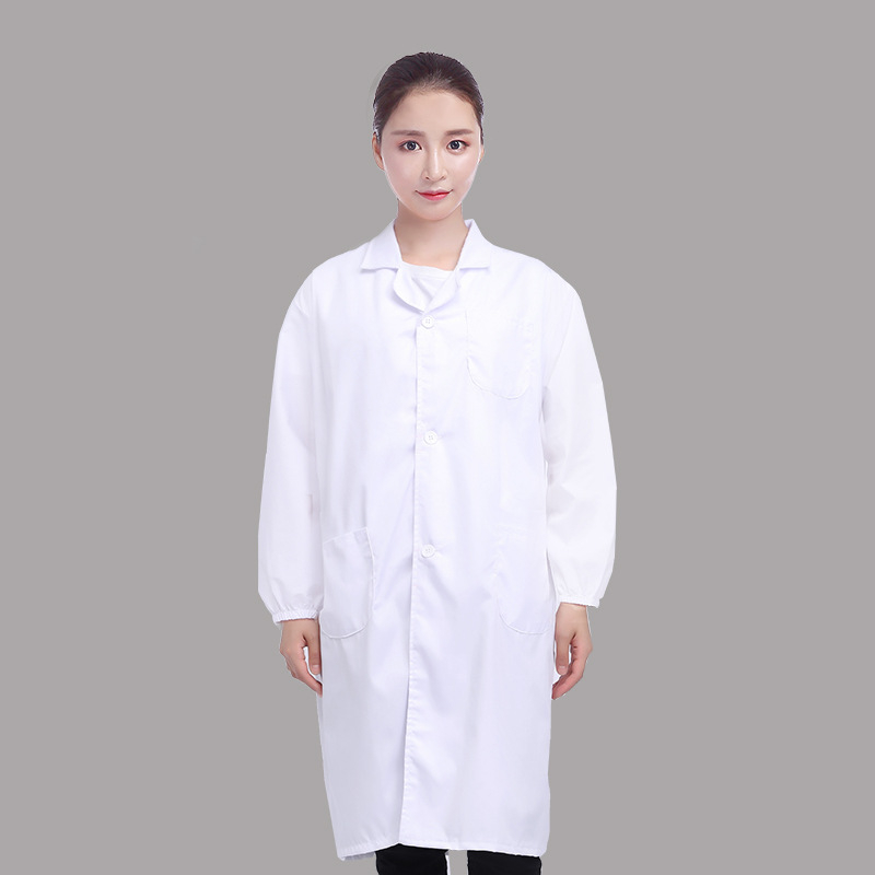 Vyrų laboratorinis chalatas, ilgomis rankovėmis, kvėpuojanti medvilnės mišinio medžiaga, užsegamas mygtukais, sugeria drėgmę