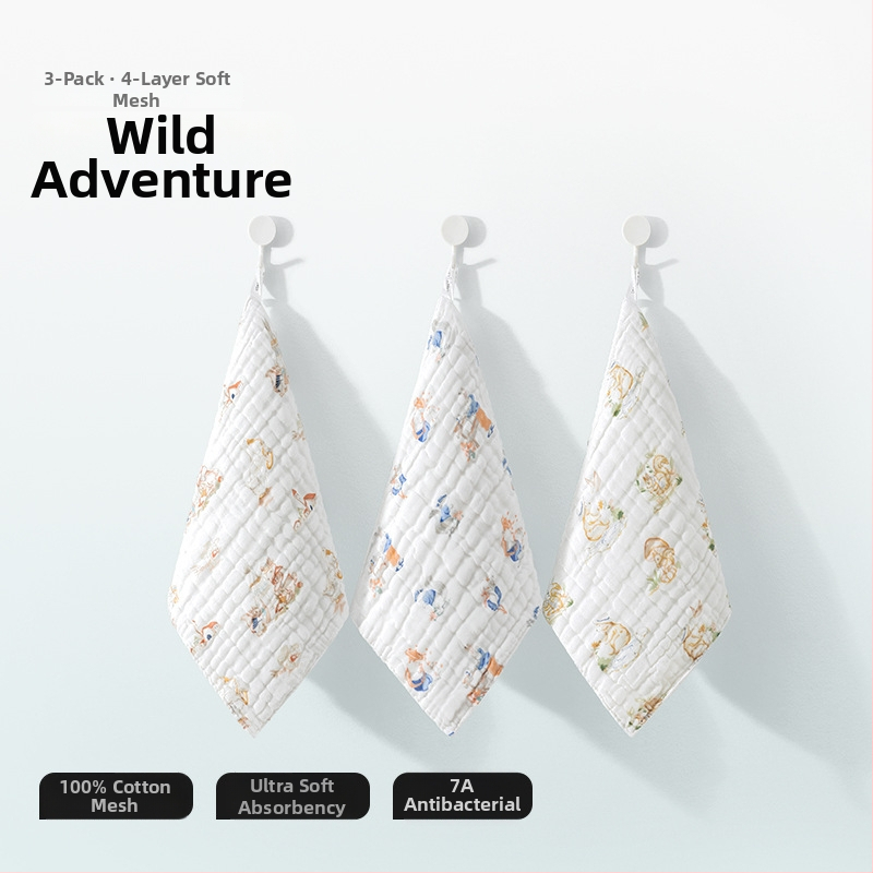 Belleptide medvilninis seilių rankšluostis kūdikiams, animaciniu raštu, tinkamas kūdikiams ir mažiems vaikams 0–3 metai