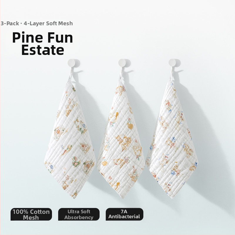 Belleptide medvilninis seilių rankšluostis kūdikiams, animaciniu raštu, tinkamas kūdikiams ir mažiems vaikams 0–3 metai