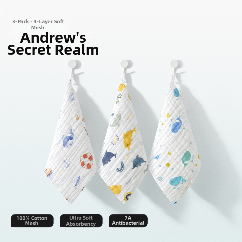 Belleptide medvilninis seilių rankšluostis kūdikiams, animaciniu raštu, tinkamas kūdikiams ir mažiems vaikams 0–3 metai