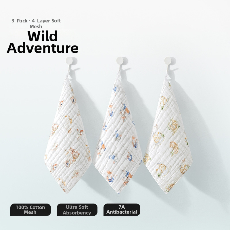 Belleptide medvilninis seilių rankšluostis kūdikiams, animaciniu raštu, tinkamas kūdikiams ir mažiems vaikams 0–3 metai