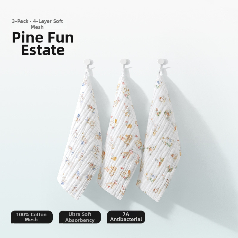 Belleptide medvilninis seilių rankšluostis kūdikiams, animaciniu raštu, tinkamas kūdikiams ir mažiems vaikams 0–3 metai