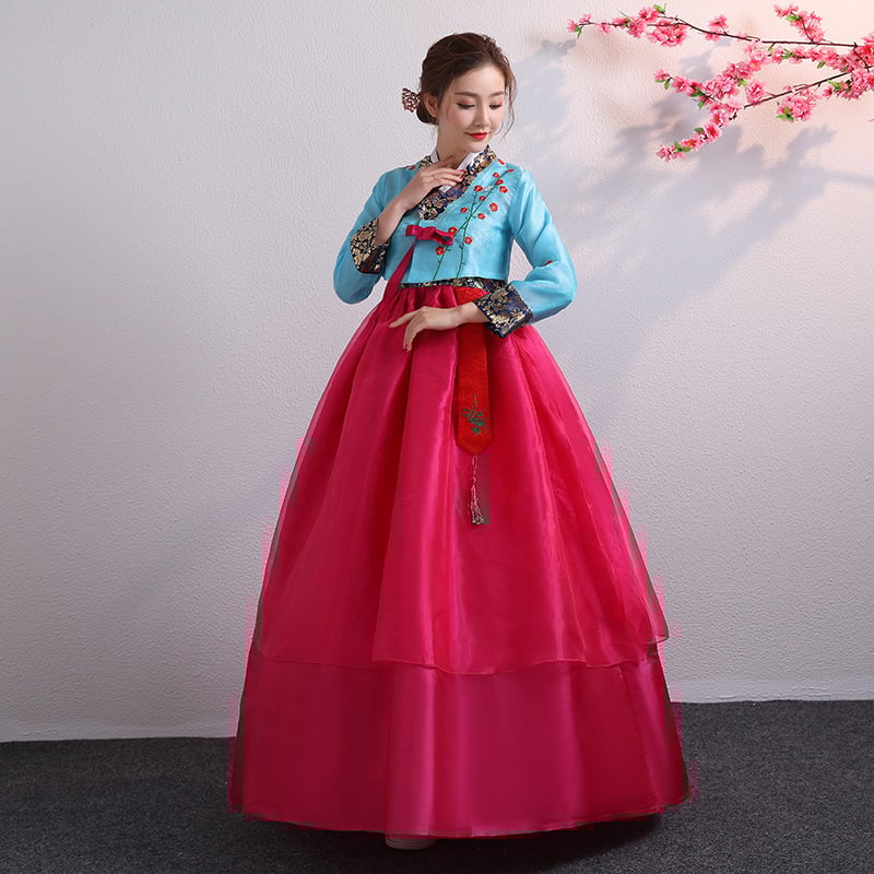 Hanbok scenos kostiumas liaudies šokių šokiams, moterims, poliesterio audinys su nailonu