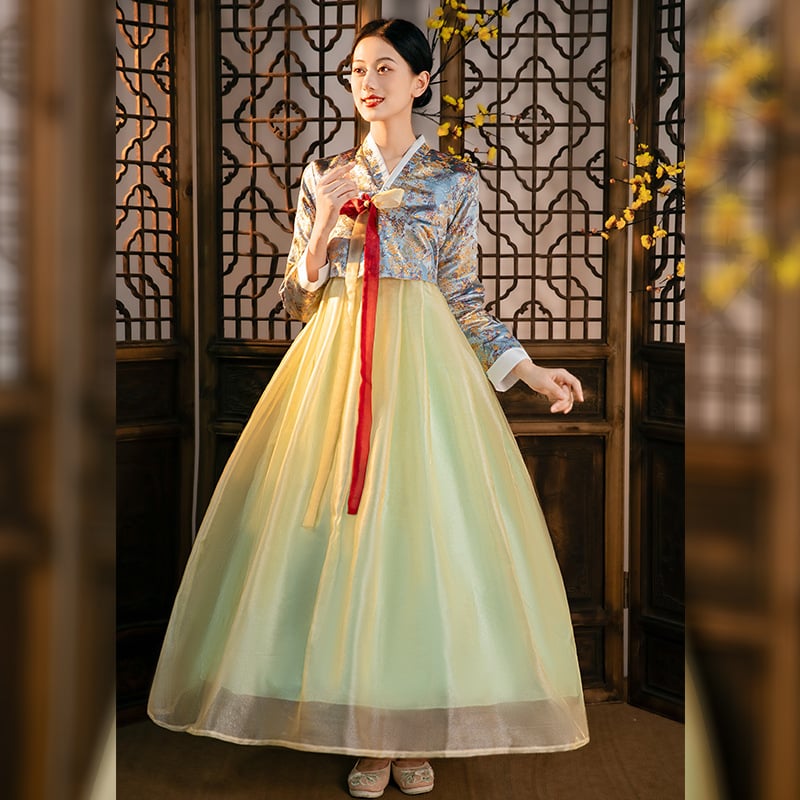 Hanbok scenos kostiumas liaudies šokių šokiams, moterims, poliesterio audinys su nailonu