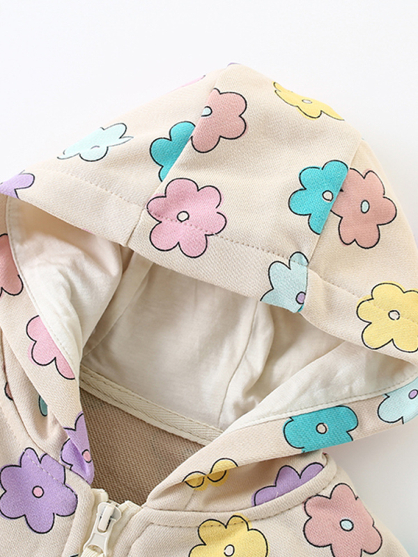 Malwee jachetă cu glugă pentru copii din bumbac, fermoar, mâneci lungi, îmbrăcăminte de toamnă pentru vârste între 3 și 8 ani, modele: monocrom / desene animate / floral