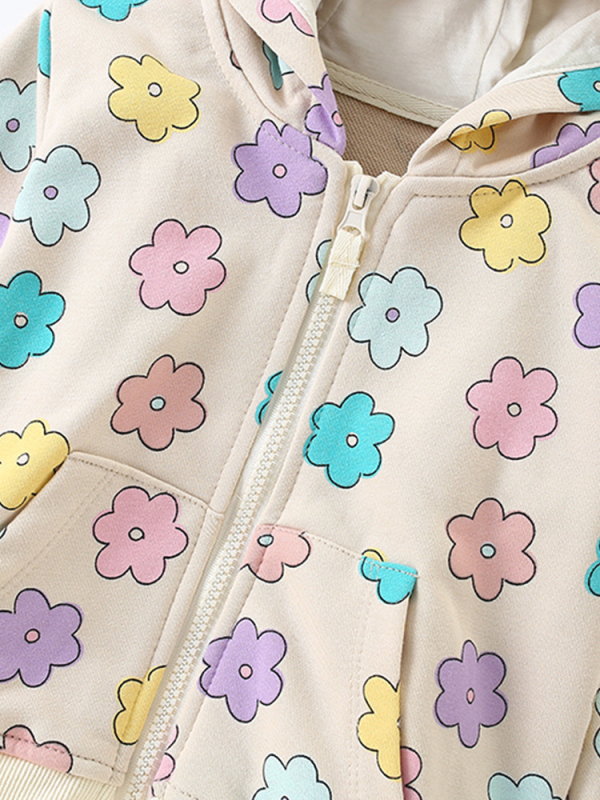 Malwee jachetă cu glugă pentru copii din bumbac, fermoar, mâneci lungi, îmbrăcăminte de toamnă pentru vârste între 3 și 8 ani, modele: monocrom / desene animate / floral