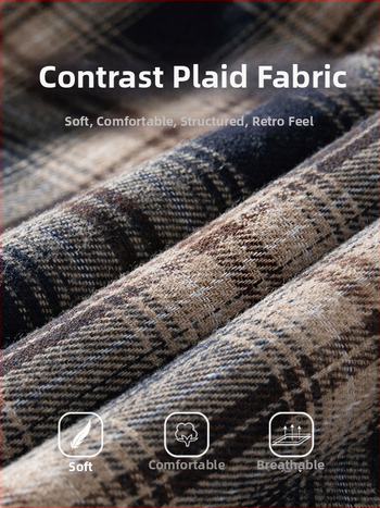 Meeste kapuutsiga ruuduline särk-jakk, pikad varrukad, vaba lõike, kaelus tüüpi rever.