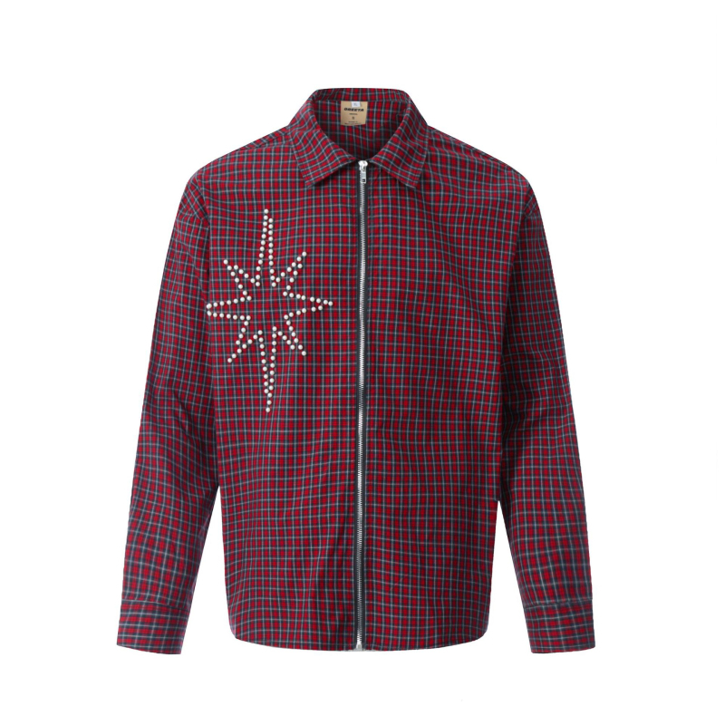 Helmestega ruuduline särk-jakk, 100% puuvill, hingav, pikkade varrukatega, vaba lõige, kevad-sügis