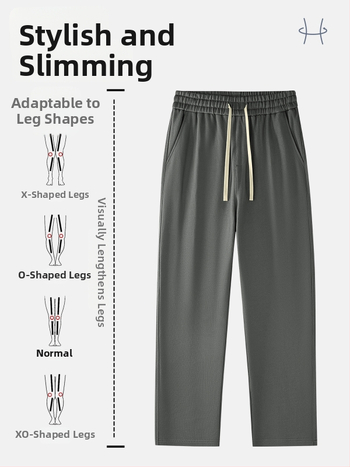 Kasdienės sportinės kelnės iš 100% medvilnės, 420 g, tiesus kirpimas su vidurine juosmeniu, dirželis ir raišteliai