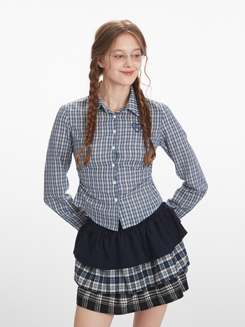 Košulja - prugasti/plaid uzorak - poliester-pamučna smjesa - uski kroj - dugi rukavi - ovratnik košulje