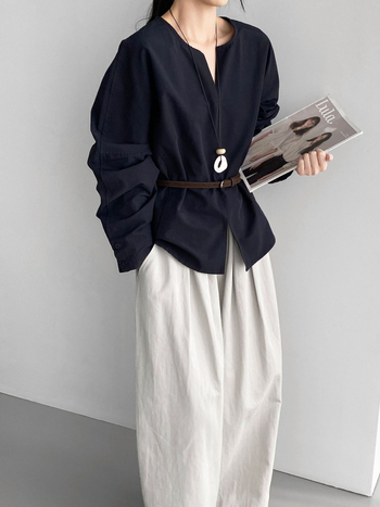 Košulja: Korejski ležerni stil, V izrez, dugi rukavi, materijal najlon-pamuk, udio pamuka 50–70%