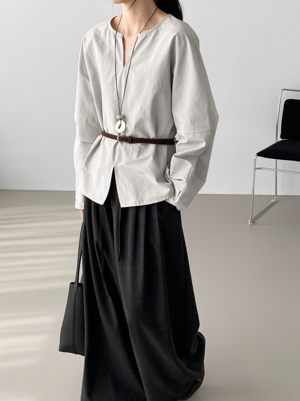 Košulja: Korejski ležerni stil, V izrez, dugi rukavi, materijal najlon-pamuk, udio pamuka 50–70%