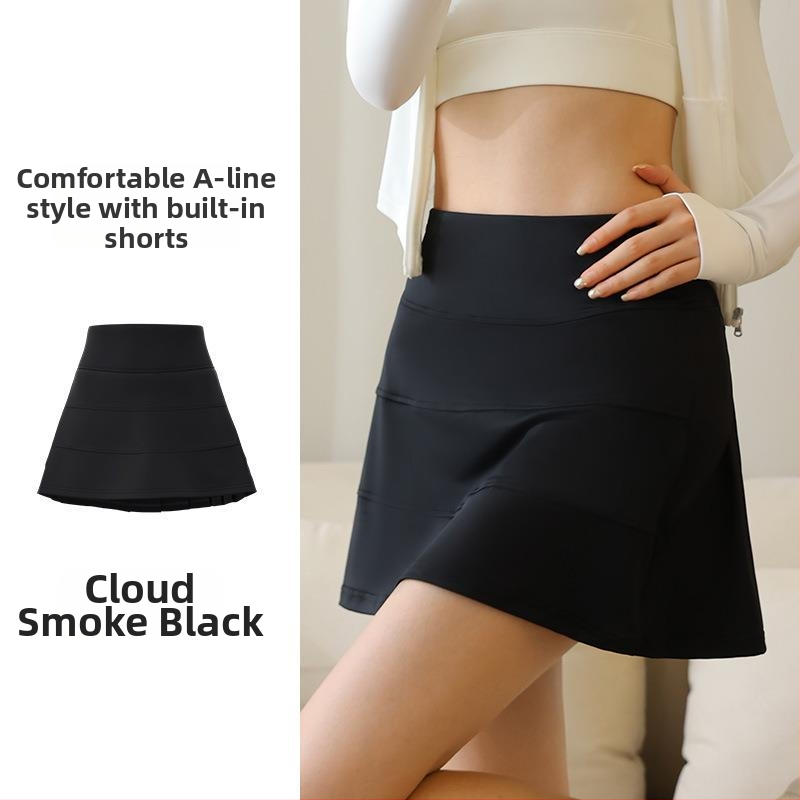 Plisuota sportinė sijonėlis A linijos, aukštas juosmuo, nailonas 88% + pamušalas spandeksas 12%, vienalytė spalva, kodas JYJQ001