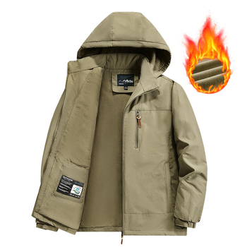 Muška zimska jakna s vjetro- i vodootpornom zaštitom, gusta vunena tkanina i podstava od poliestera, zatvarač i više džepova