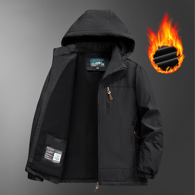Muška zimska jakna s vjetro- i vodootpornom zaštitom, gusta vunena tkanina i podstava od poliestera, zatvarač i više džepova