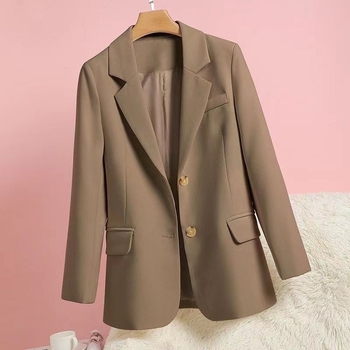 Ženski blejzer, poliester materijal, geometrijski uzorak, labavi kroj, V-izrez