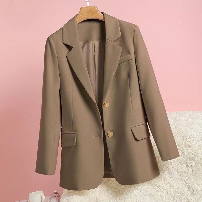 Ženski blejzer, poliester materijal, geometrijski uzorak, labavi kroj, V-izrez