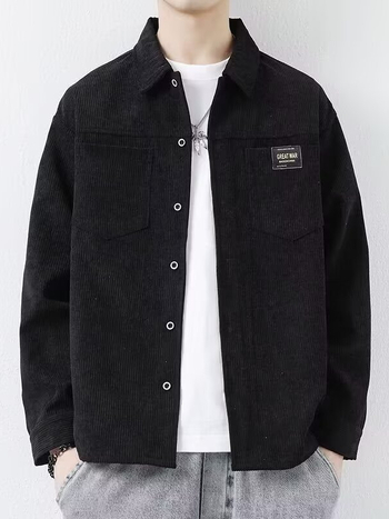 Muška Corduroy jakna s Lapel ovratnikom, jednostruko kopčanje, uži kroj, dugi rukavi, ravni rub, proljeće–jesen