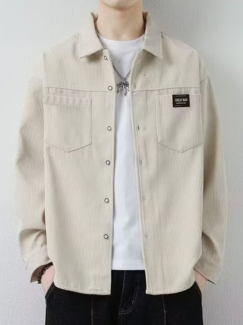 Muška Corduroy jakna s Lapel ovratnikom, jednostruko kopčanje, uži kroj, dugi rukavi, ravni rub, proljeće–jesen