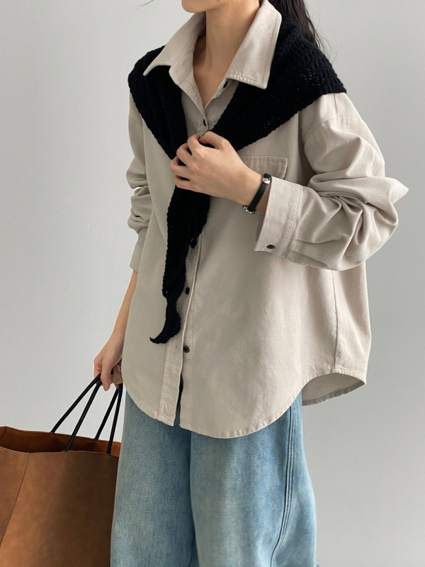 Ženska košulja od corduroya u japanskom stilu, slojevita duga rukav, model 6166