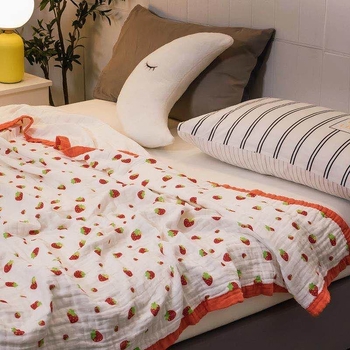 6 sluoksnių gaze kūdikių rankšluostis su spausdintu dizainu (40s siūlai, >500 g, Victoria Little Bee)