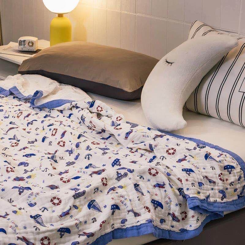 6 sluoksnių gaze kūdikių rankšluostis su spausdintu dizainu (40s siūlai, >500 g, Victoria Little Bee)