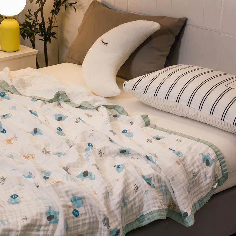 6 sluoksnių gaze kūdikių rankšluostis su spausdintu dizainu (40s siūlai, >500 g, Victoria Little Bee)