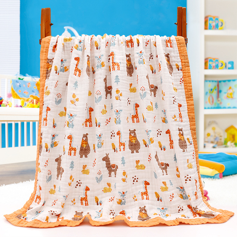 6 sluoksnių gaze kūdikių rankšluostis su spausdintu dizainu (40s siūlai, >500 g, Victoria Little Bee)