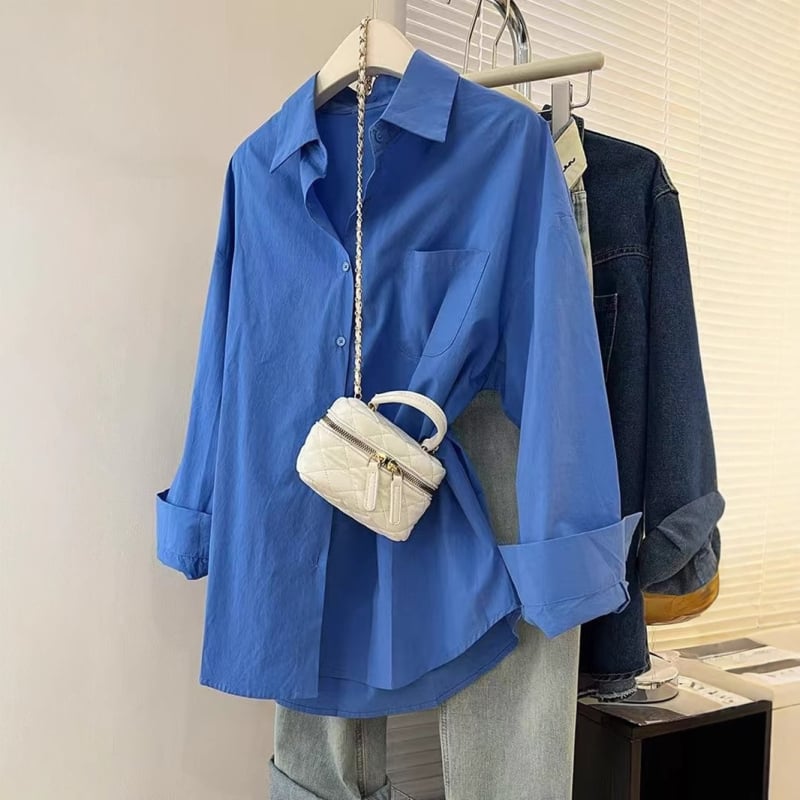 Višeslojna košulja-jakna s polo ovratnikom, dugi rukavi, opušten kroj, poliester, patchwork detalji