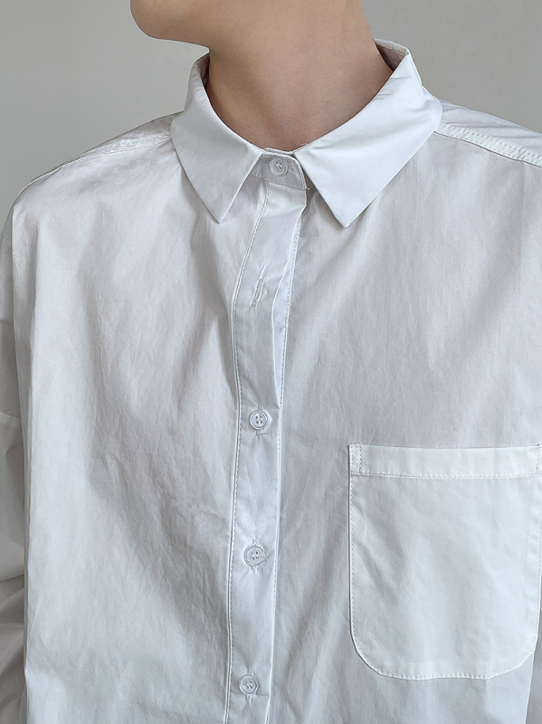 Ženska košulja s korejskim siluetom, mješavina pamuka i poliestera, dugi rukavi, širok kroj