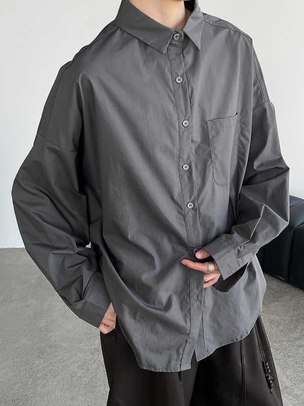 Ženska košulja s korejskim siluetom, mješavina pamuka i poliestera, dugi rukavi, širok kroj