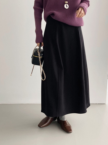 Sukňa A-línie, stredne dlhá, dizajn zošitého koláže, korejský štýl, viskózo-polyesterová zmes, zimná 2025