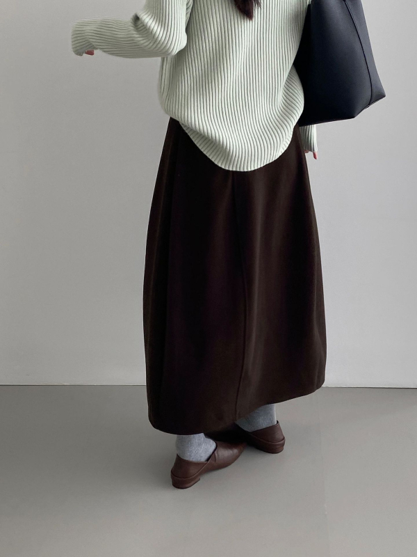 Sukňa A-línie, stredne dlhá, dizajn zošitého koláže, korejský štýl, viskózo-polyesterová zmes, zimná 2025