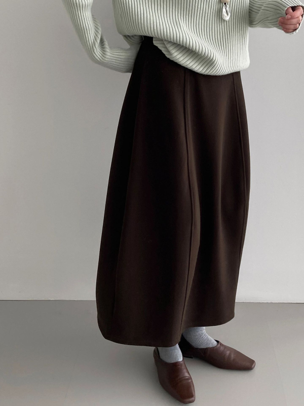 Sukňa A-línie, stredne dlhá, dizajn zošitého koláže, korejský štýl, viskózo-polyesterová zmes, zimná 2025