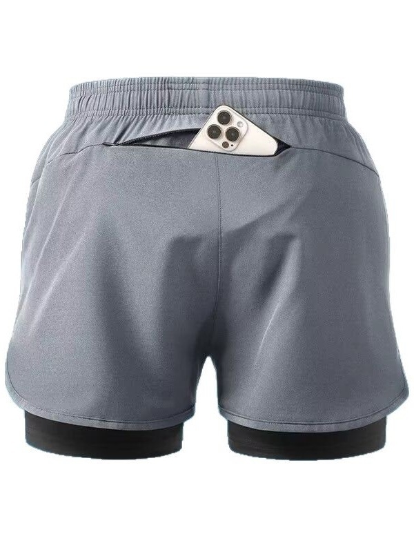 Vyriski greitai džiūstantys plaukimo šortai su dviguba pamušalu; penkių colių ilgio; poliesterio audinys; sporto stilius; tiesus kirpimas.