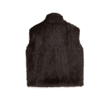 Γιλέκο με τεχνητή γούνα, ρετρό στυλ, όρθιος γιακά, φερμουάρ, πολυεστέρας 95%+