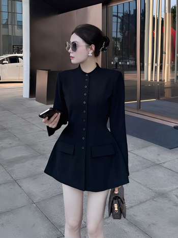 Naiste blazer polo kraeg, pikad varrukad, ühekordne kinnitusega, chenille kangas