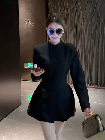 Naiste blazer polo kraeg, pikad varrukad, ühekordne kinnitusega, chenille kangas