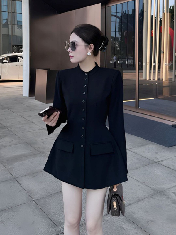 Naiste blazer polo kraeg, pikad varrukad, ühekordne kinnitusega, chenille kangas