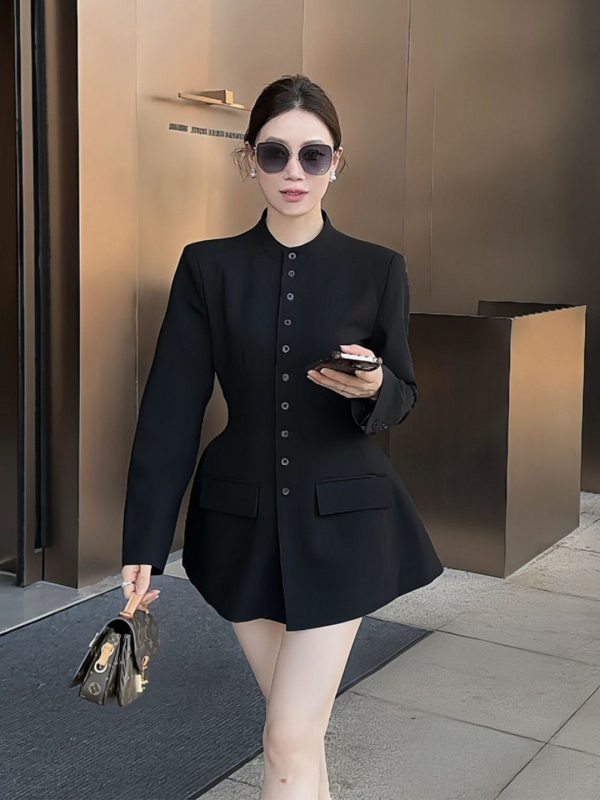 Naiste blazer polo kraeg, pikad varrukad, ühekordne kinnitusega, chenille kangas