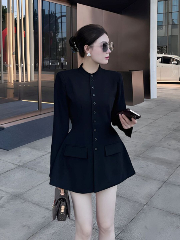 Naiste blazer polo kraeg, pikad varrukad, ühekordne kinnitusega, chenille kangas