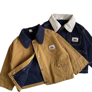 Jachetă pentru copii din bumbac (Unisex, Toamnă, Guler rever, Mâneci lungi, Vârsta 3–8 ani)