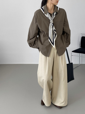 Pamukna košulja, ležerni kroj, lampasti rukavi, korejski stil, srednja duljina