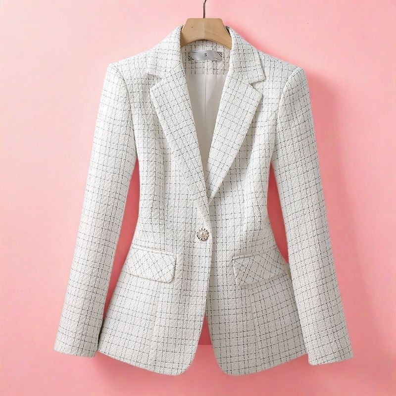 Naiste Chanel stiilis bleiser, polo krae, üks nupuga lukustamine, Chenille kangas, peamise kanga koostis 90–95%, Spring 2025