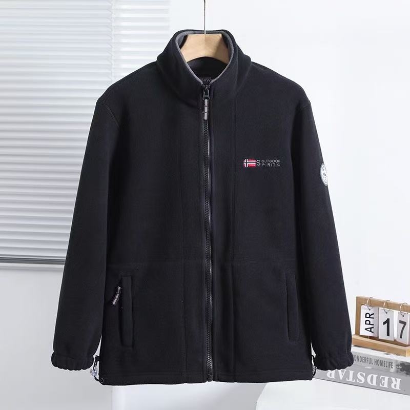 Muška jakna s fleec podstavom, otporna na vjetar, debela, stojeći ovratnik, zatvarač
