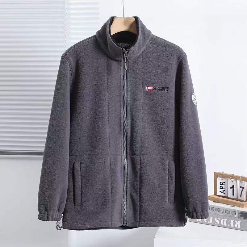 Muška jakna s fleec podstavom, otporna na vjetar, debela, stojeći ovratnik, zatvarač