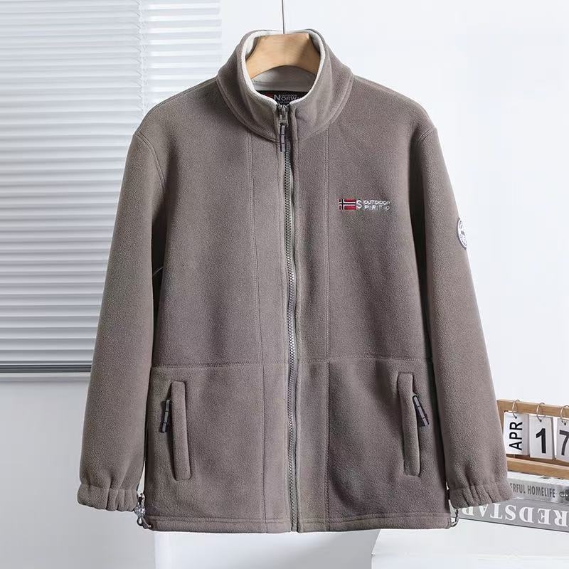 Muška jakna s fleec podstavom, otporna na vjetar, debela, stojeći ovratnik, zatvarač