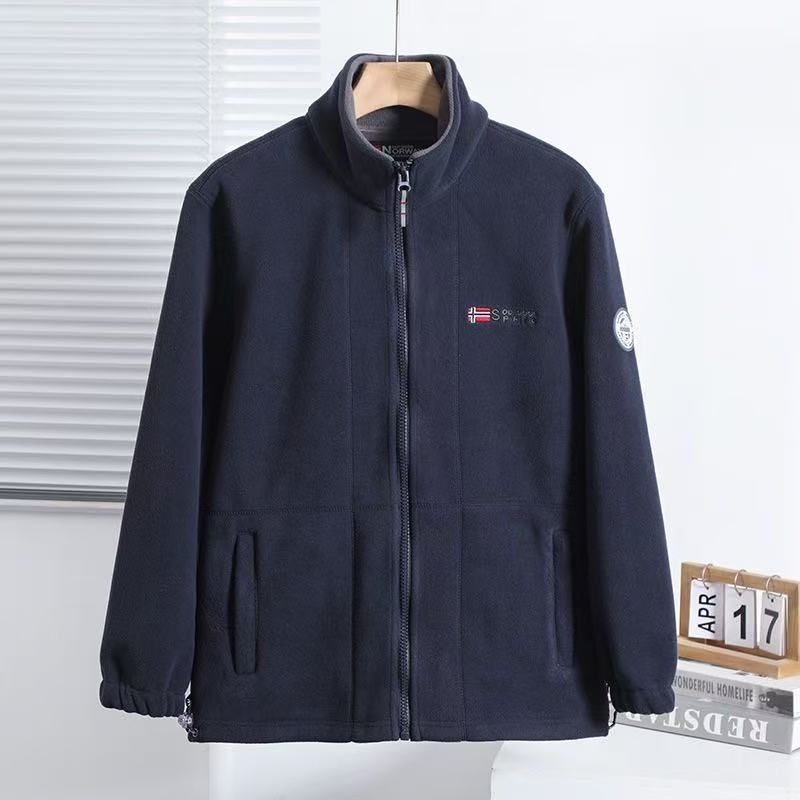 Muška jakna s fleec podstavom, otporna na vjetar, debela, stojeći ovratnik, zatvarač